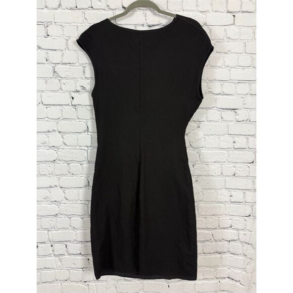 Helmut Lang Mini Draped Dress Black Asymmetrical Side Zipper Draped Neck - Picture 9 of 11